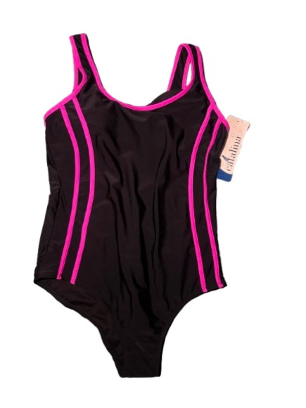 *NEW* One-piece Swimsuit by Catalina.  Size XL 16-18)  Color - Black & Pink.